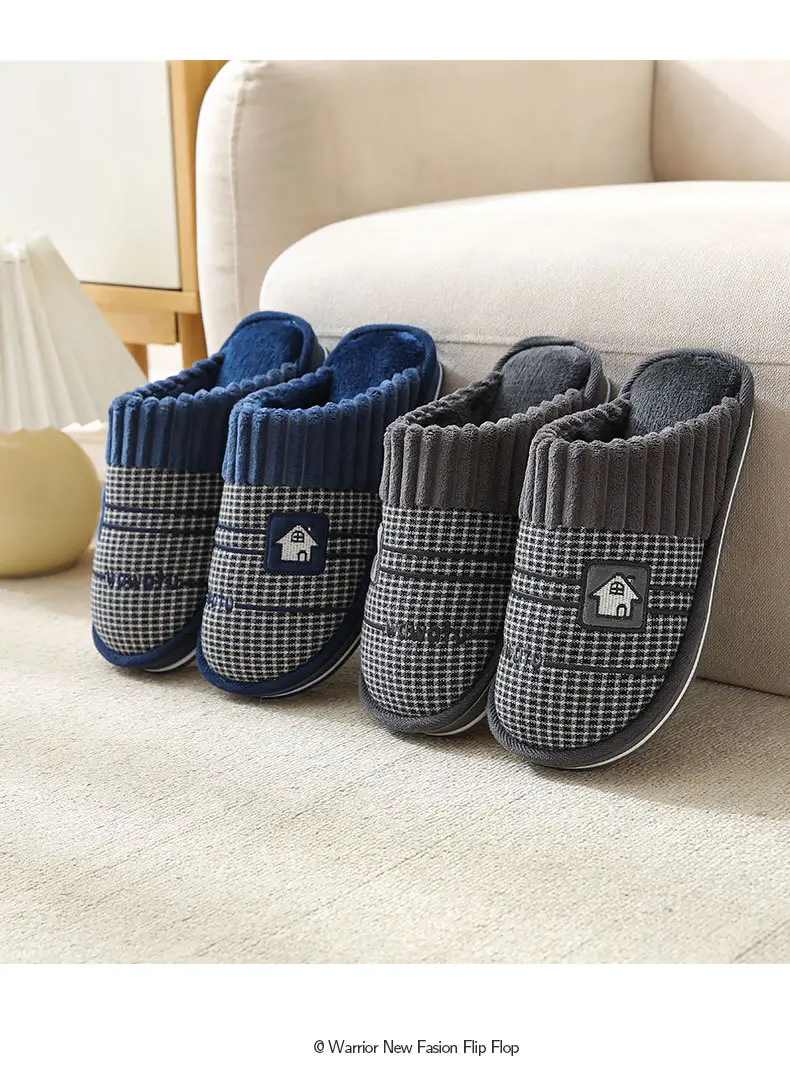 2023 Winter Men's Large Size Retro Cotton Slippers Indoor Non-Slip Home Thick-Soled Warm Men's Thickened Couple Slippers — feature 11