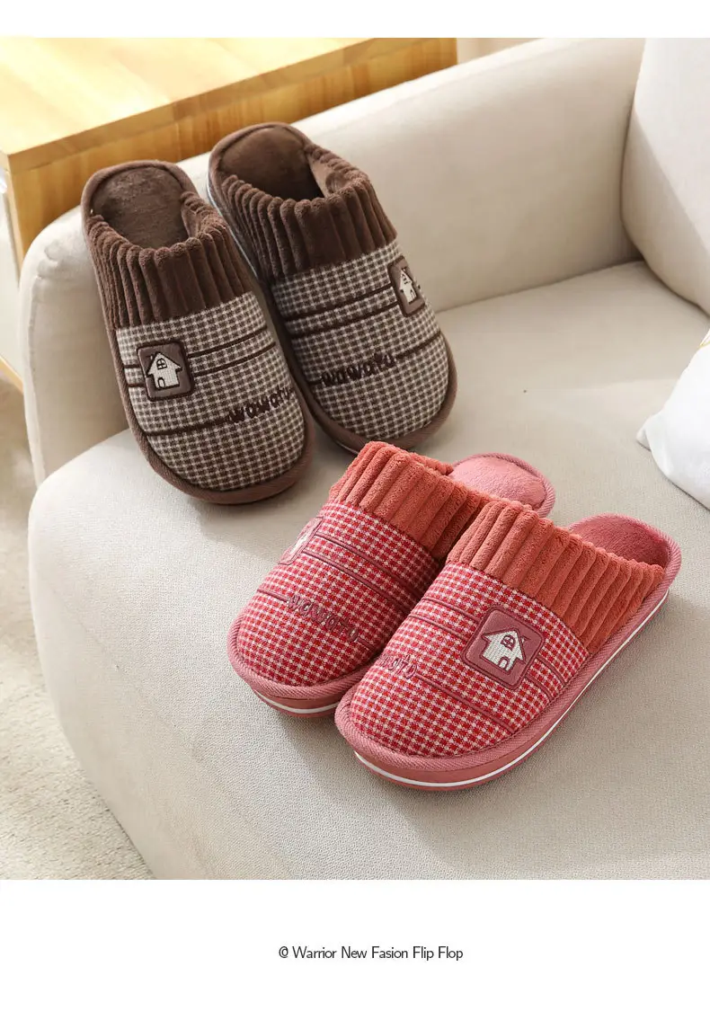 2023 Winter Men's Large Size Retro Cotton Slippers Indoor Non-Slip Home Thick-Soled Warm Men's Thickened Couple Slippers — feature 12