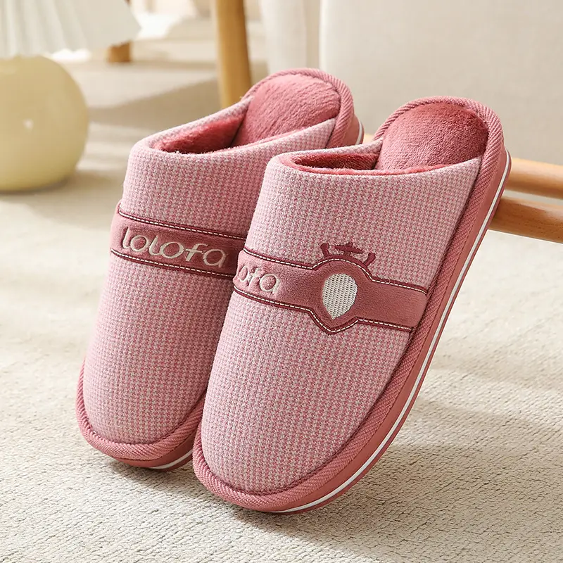 2023 Winter Men's Large Size Retro Cotton Slippers Indoor Non-Slip Home Thick-Soled Warm Men's Thickened Couple Slippers