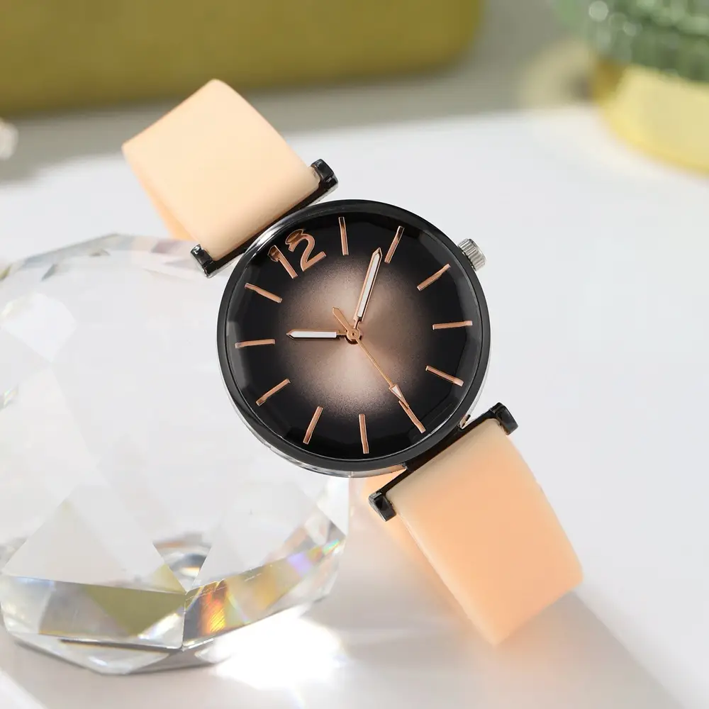 Women's Pink Silicone Quartz Watch with Diamond Glass Dial - Image 10