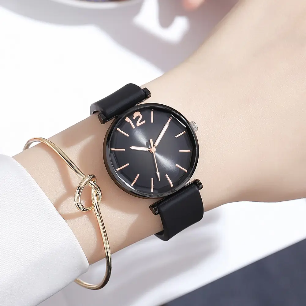 Women's Pink Silicone Quartz Watch with Diamond Glass Dial - Image 11
