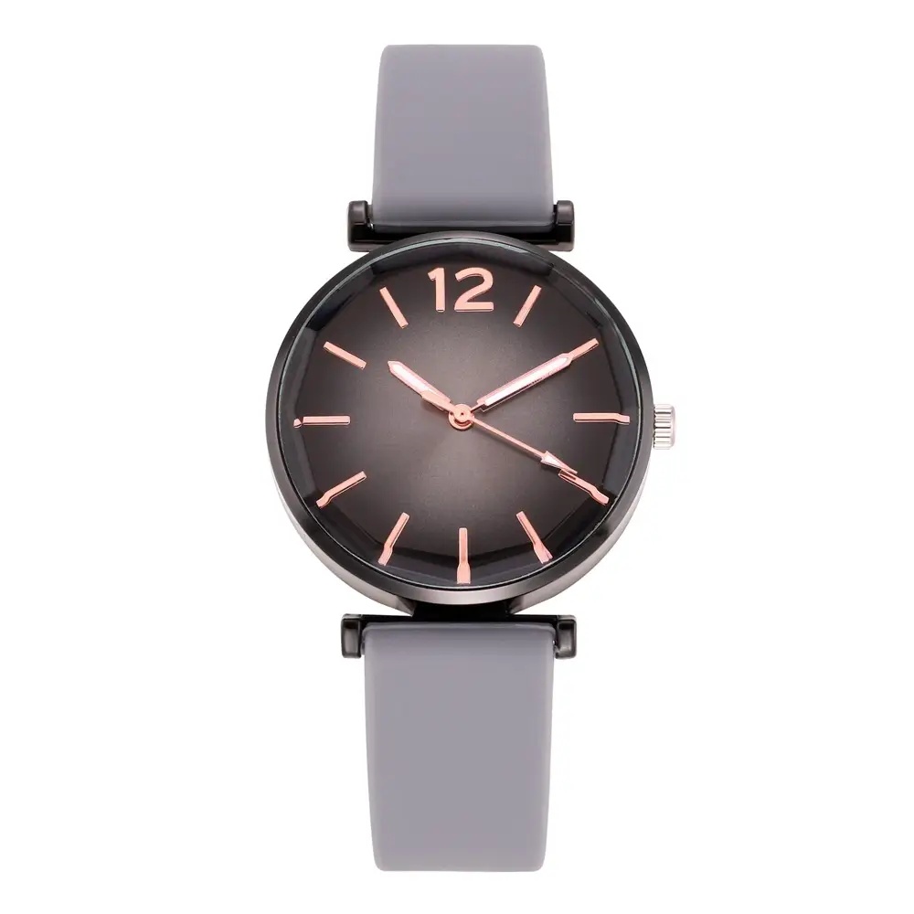 Women's Pink Silicone Quartz Watch with Diamond Glass Dial - Image 2