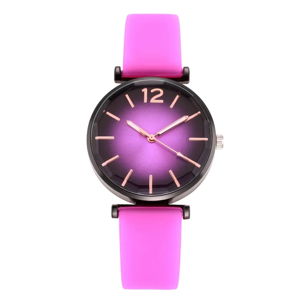 Women's Pink Silicone Quartz Watch with Diamond Glass Dial - Image 3
