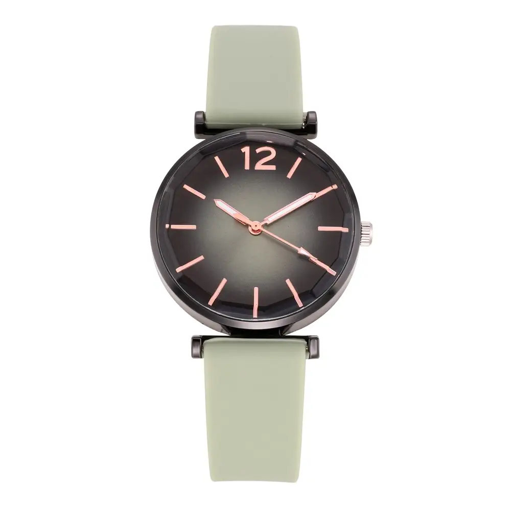 Women's Pink Silicone Quartz Watch with Diamond Glass Dial - Image 4