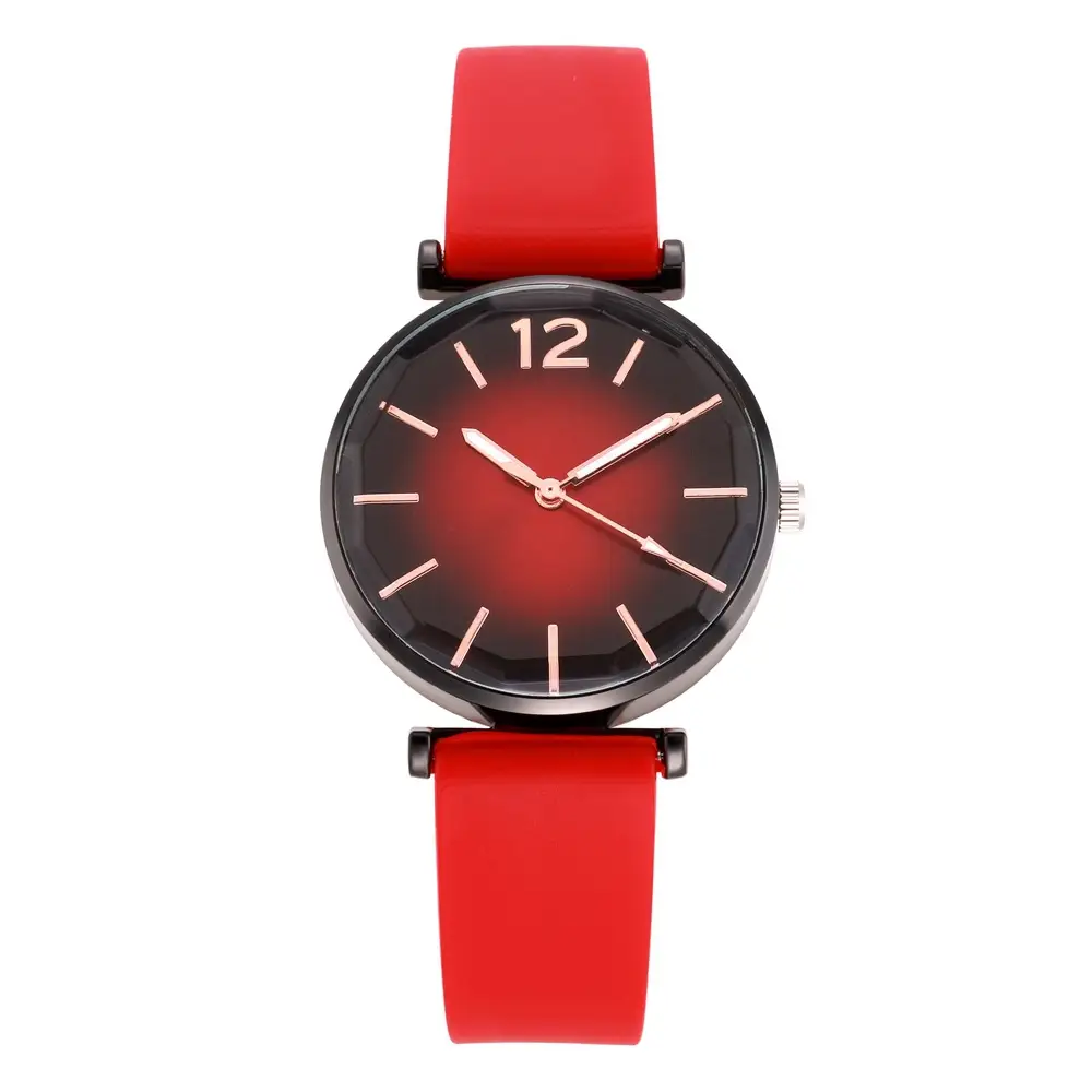 Women's Pink Silicone Quartz Watch with Diamond Glass Dial - Image 5