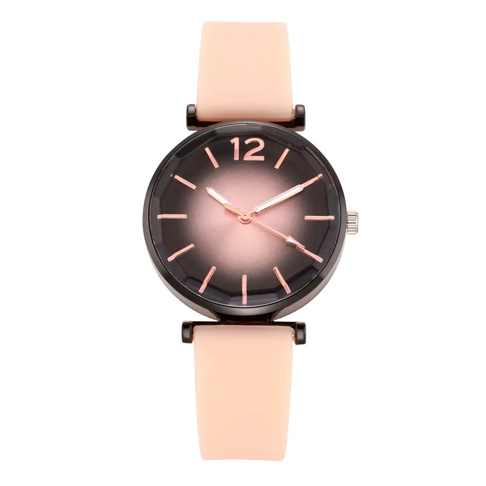 Women's Pink Silicone Quartz Watch with Diamond Glass Dial - Image 6