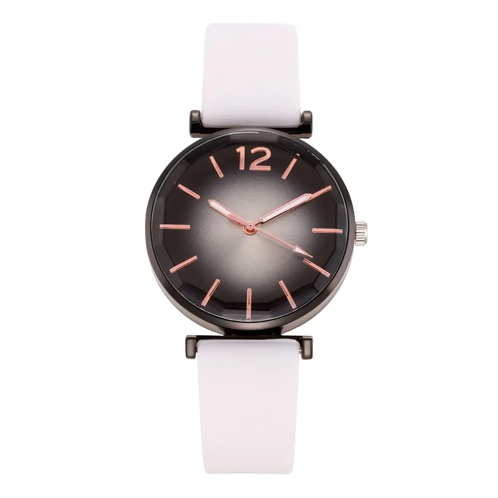Women's Pink Silicone Quartz Watch with Diamond Glass Dial - Image 7