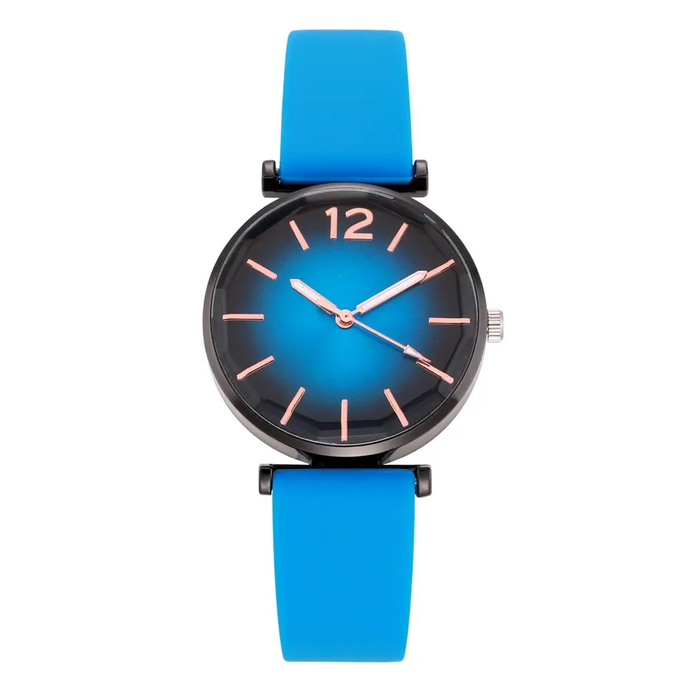 Women's Pink Silicone Quartz Watch with Diamond Glass Dial - Image 8