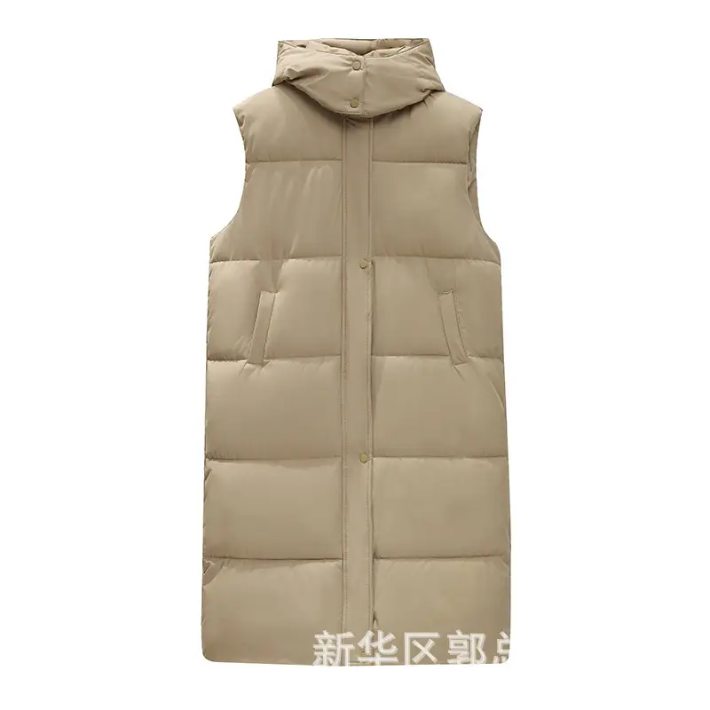 Women Down Cotton Vest Black Extra Long Drawstring 2024 - Image 8