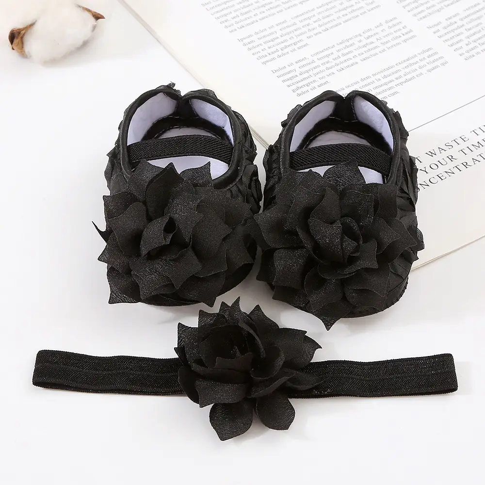 Baby Shoes Hair Band Set 0-1 Years Old Baby Shoes 2-4-6-August Soft Sole Toddler Shoes Instagram Fashion — feature 11