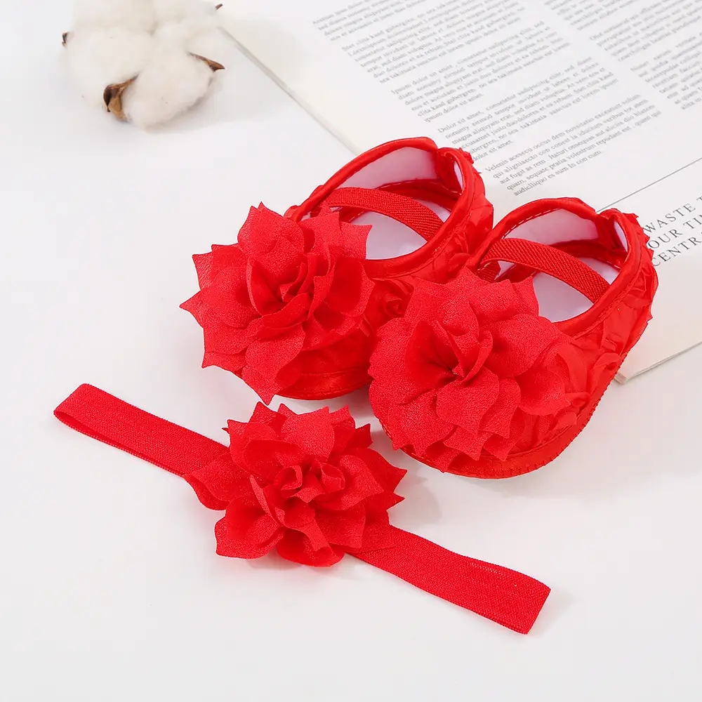 Baby Shoes Hair Band Set 0-1 Years Old Baby Shoes 2-4-6-August Soft Sole Toddler Shoes Instagram Fashion — feature 12