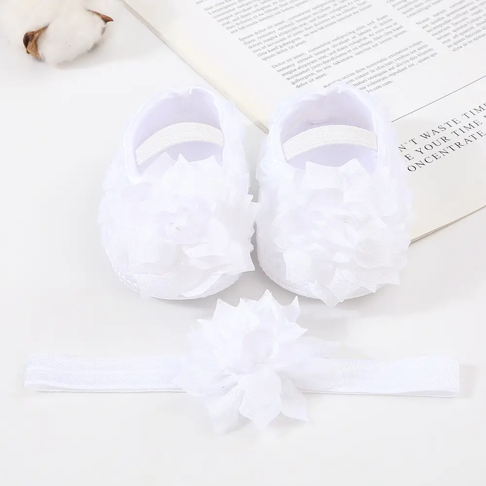 Baby Shoes Hair Band Set 0-1 Years Old Baby Shoes 2-4-6-August Soft Sole Toddler Shoes Instagram Fashion — feature 14