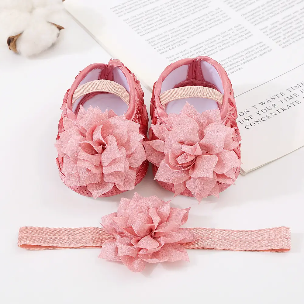 Baby Shoes Hair Band Set 0-1 Years Old Baby Shoes 2-4-6-August Soft Sole Toddler Shoes Instagram Fashion — feature 17