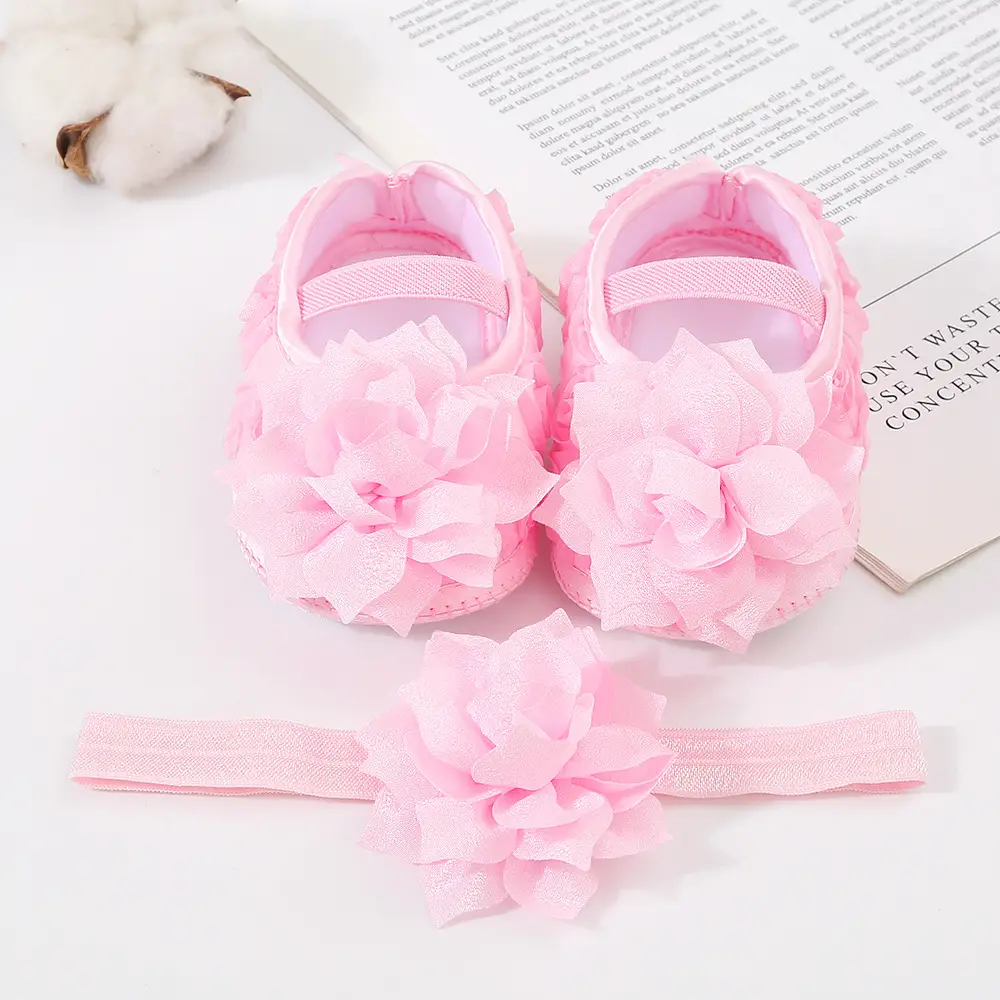 Baby Shoes Hair Band Set 0-1 Years Old Baby Shoes 2-4-6-August Soft Sole Toddler Shoes Instagram Fashion — feature 8