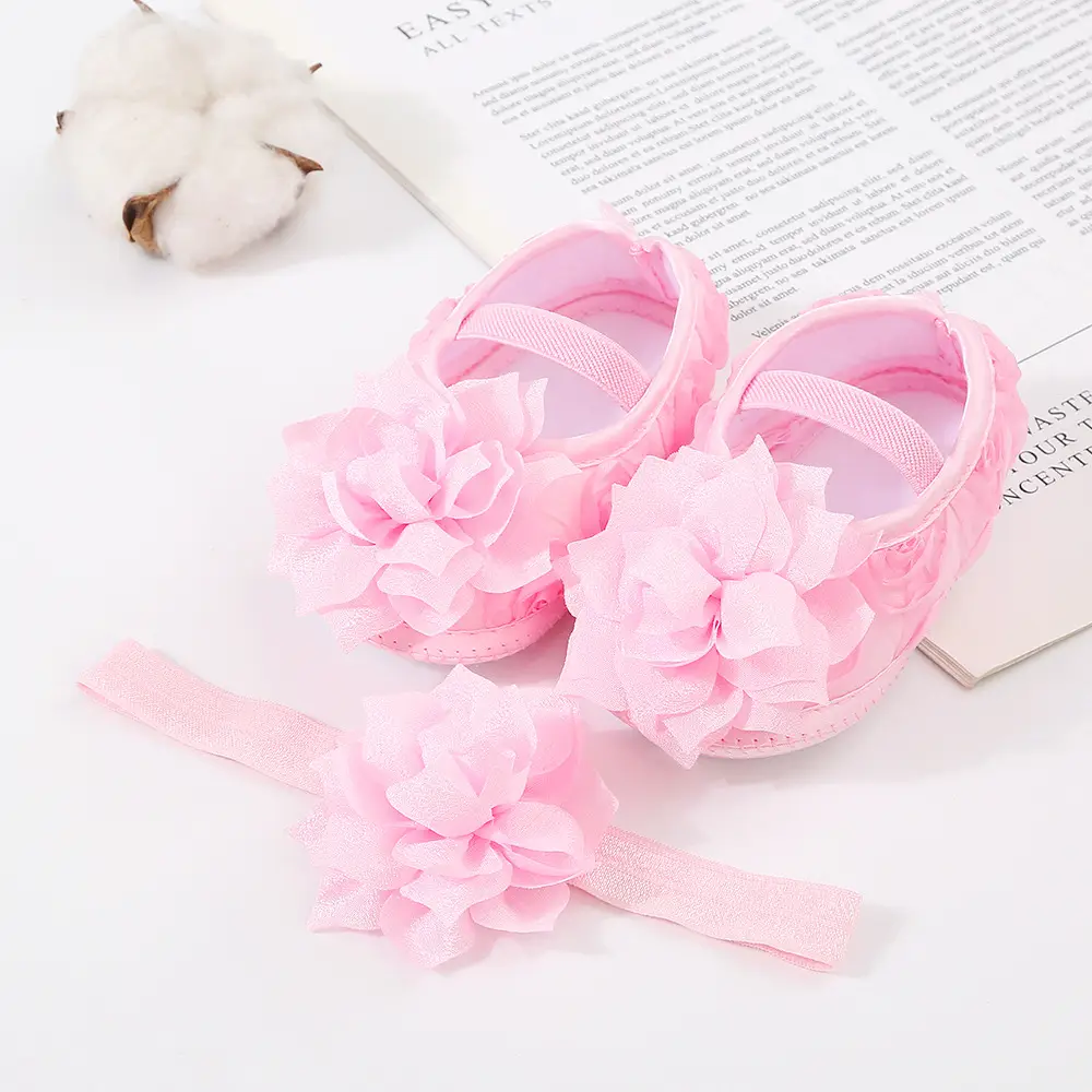 Baby Shoes Hair Band Set 0-1 Years Old Baby Shoes 2-4-6-August Soft Sole Toddler Shoes Instagram Fashion — feature 9