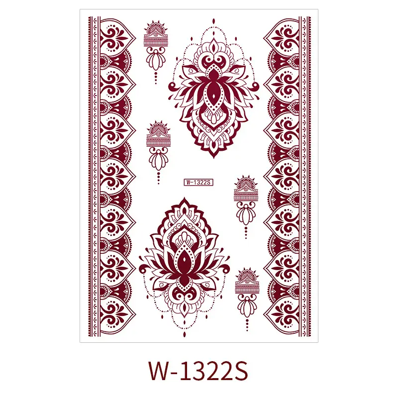 Zhengxiang New Cross-Border Brown Lace Tattoo Stickers Waterproof Floral Indian Henna Art Tattoo Amazon