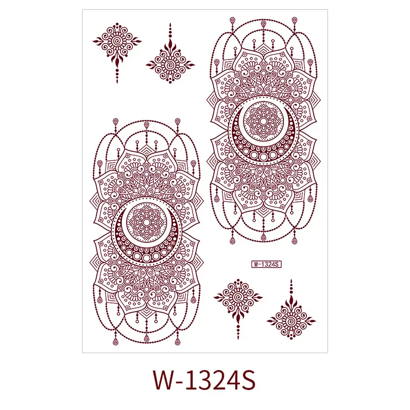 Zhengxiang New Cross-Border Brown Lace Tattoo Stickers Waterproof Floral Indian Henna Art Tattoo Amazon