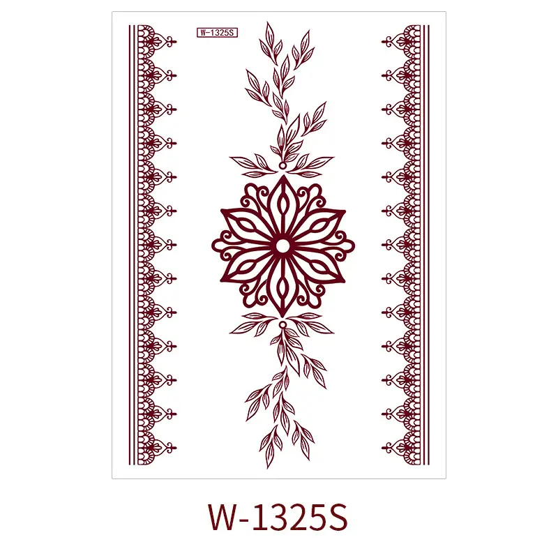 Zhengxiang New Cross-Border Brown Lace Tattoo Stickers Waterproof Floral Indian Henna Art Tattoo Amazon