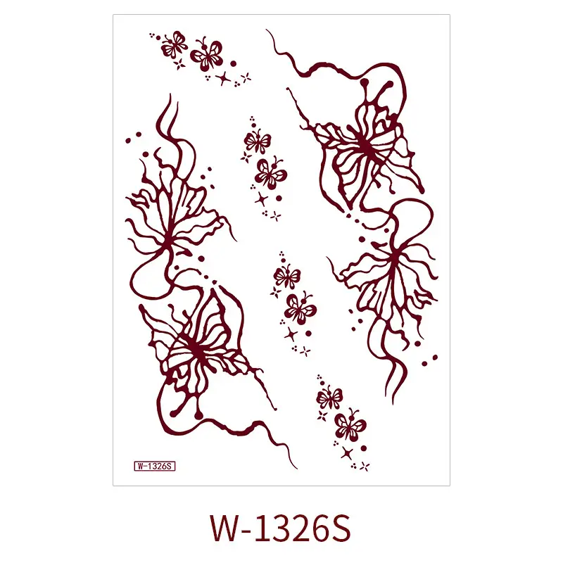 Zhengxiang New Cross-Border Brown Lace Tattoo Stickers Waterproof Floral Indian Henna Art Tattoo Amazon