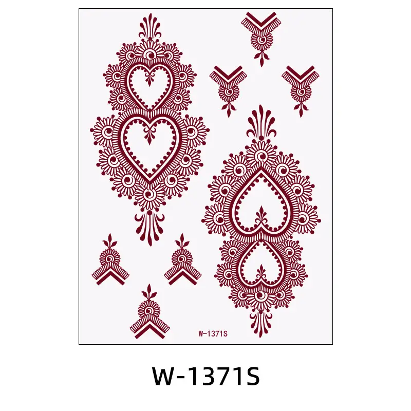 Zhengxiang New Cross-Border Brown Lace Tattoo Stickers Waterproof Floral Indian Henna Art Tattoo Amazon