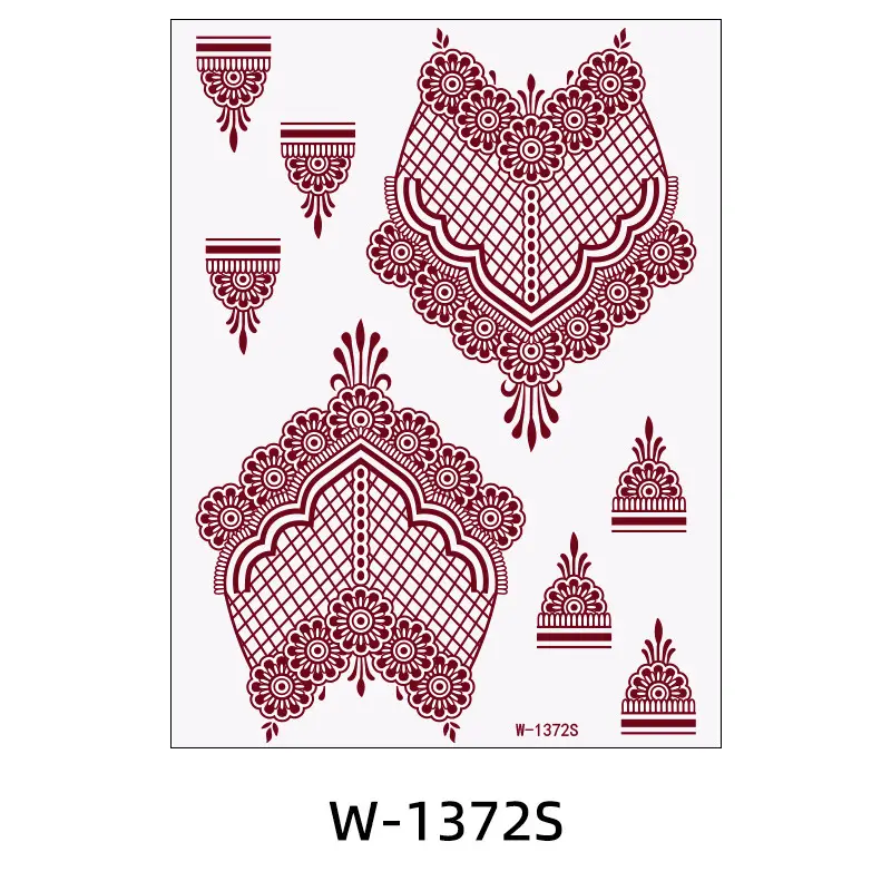 Zhengxiang New Cross-Border Brown Lace Tattoo Stickers Waterproof Floral Indian Henna Art Tattoo Amazon