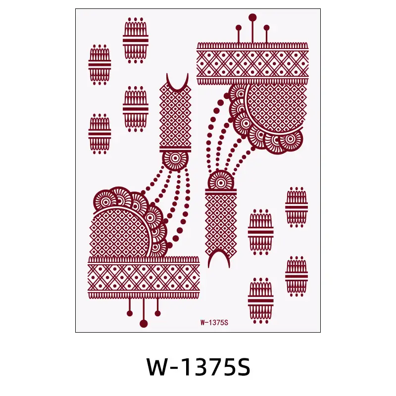Zhengxiang New Cross-Border Brown Lace Tattoo Stickers Waterproof Floral Indian Henna Art Tattoo Amazon