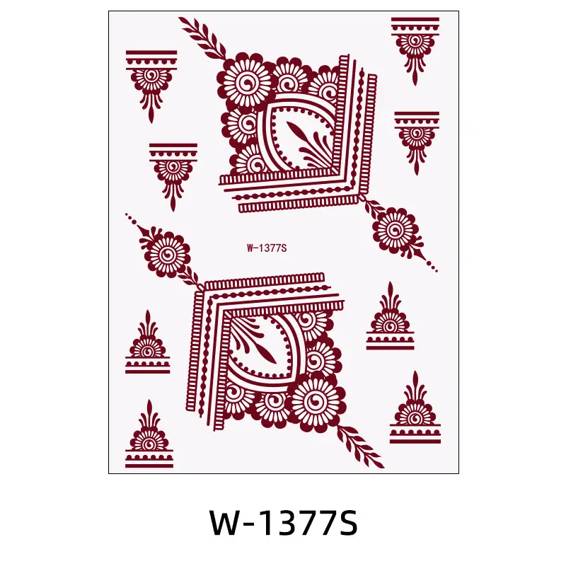 Zhengxiang New Cross-Border Brown Lace Tattoo Stickers Waterproof Floral Indian Henna Art Tattoo Amazon