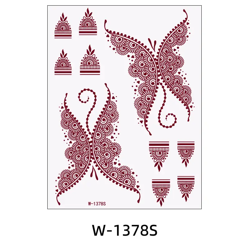 Zhengxiang New Cross-Border Brown Lace Tattoo Stickers Waterproof Floral Indian Henna Art Tattoo Amazon