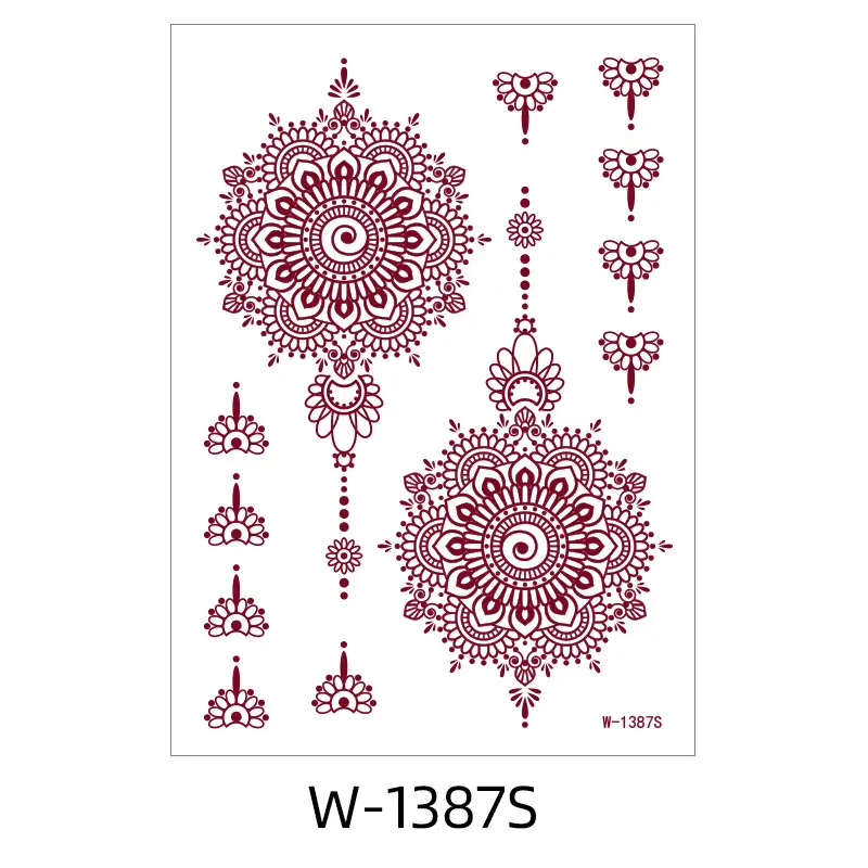Zhengxiang New Cross-Border Brown Lace Tattoo Stickers Waterproof Floral Indian Henna Art Tattoo Amazon