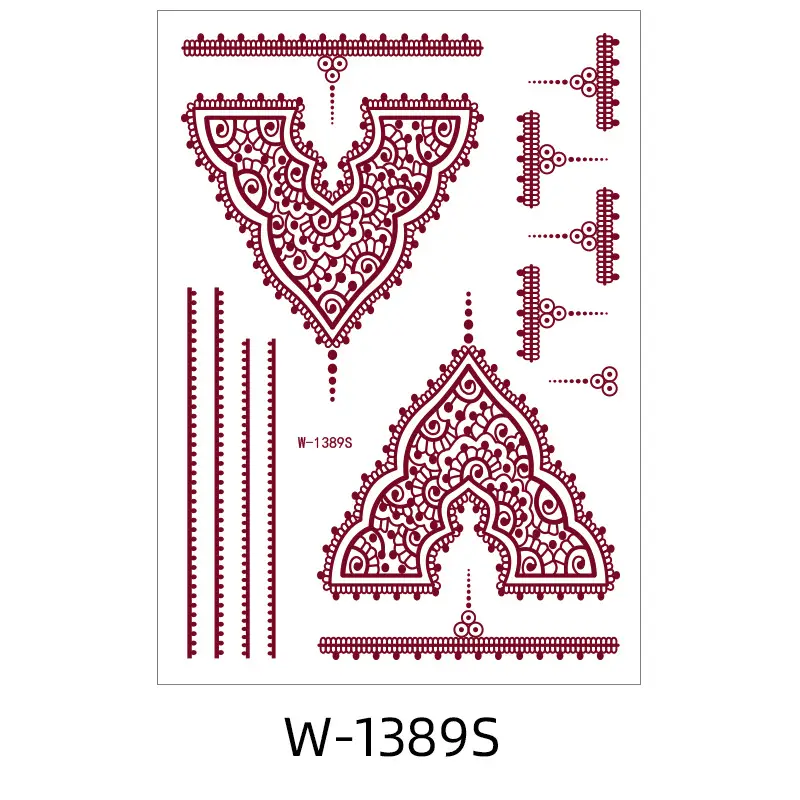 Zhengxiang New Cross-Border Brown Lace Tattoo Stickers Waterproof Floral Indian Henna Art Tattoo Amazon