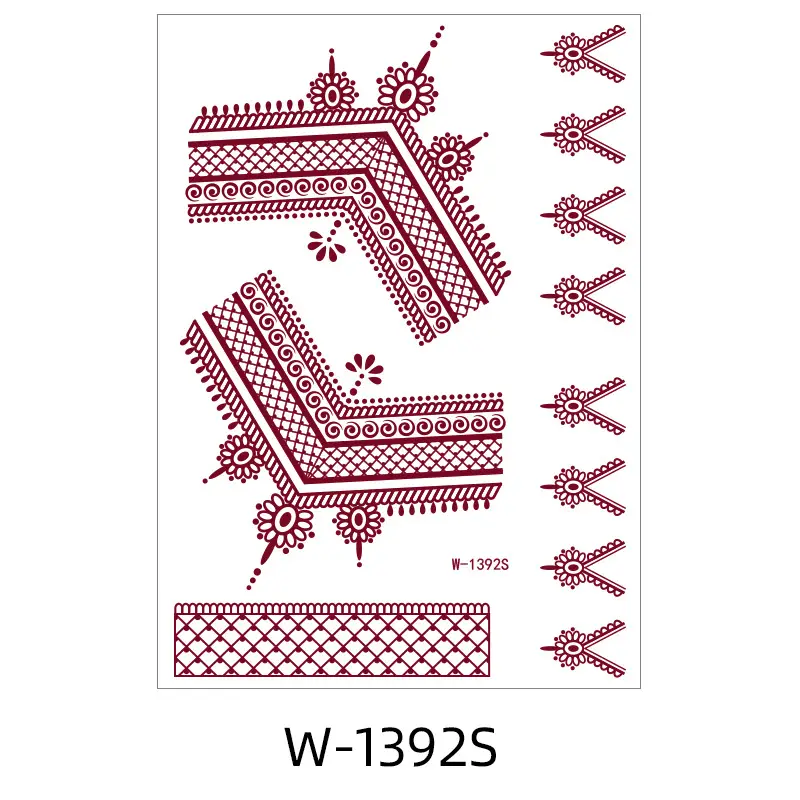 Zhengxiang New Cross-Border Brown Lace Tattoo Stickers Waterproof Floral Indian Henna Art Tattoo Amazon