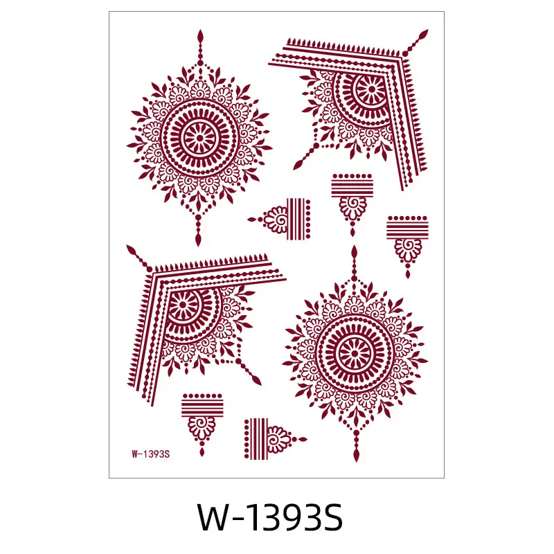 Zhengxiang New Cross-Border Brown Lace Tattoo Stickers Waterproof Floral Indian Henna Art Tattoo Amazon