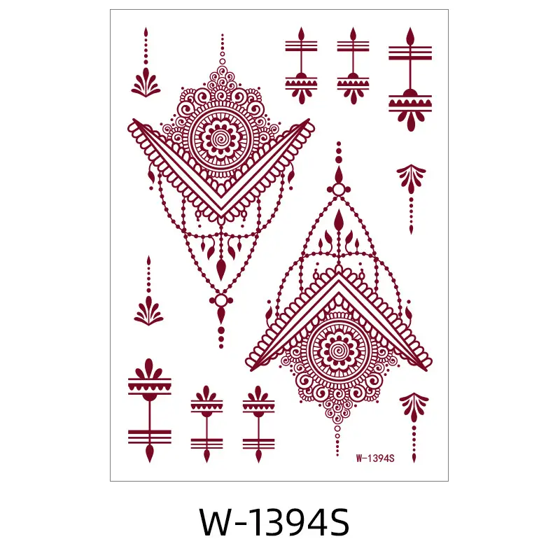 Zhengxiang New Cross-Border Brown Lace Tattoo Stickers Waterproof Floral Indian Henna Art Tattoo Amazon