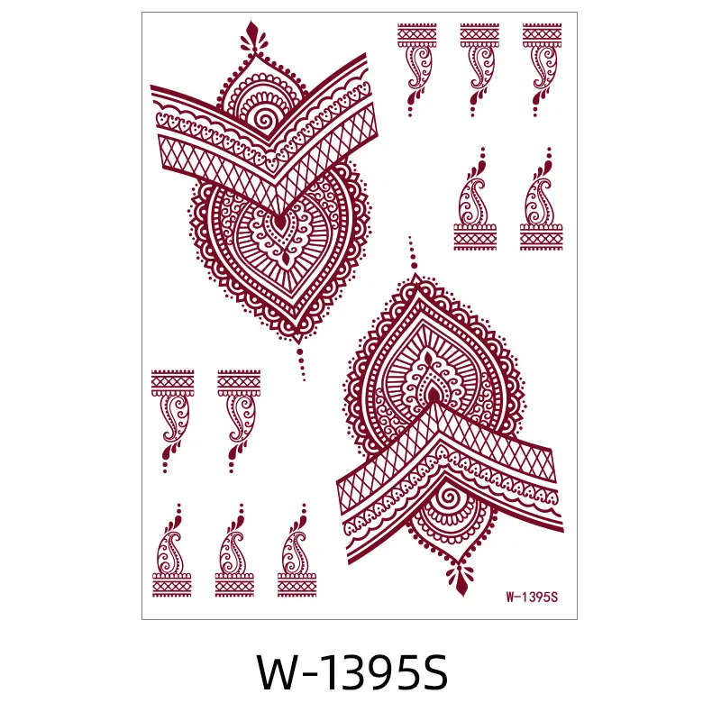 Zhengxiang New Cross-Border Brown Lace Tattoo Stickers Waterproof Floral Indian Henna Art Tattoo Amazon