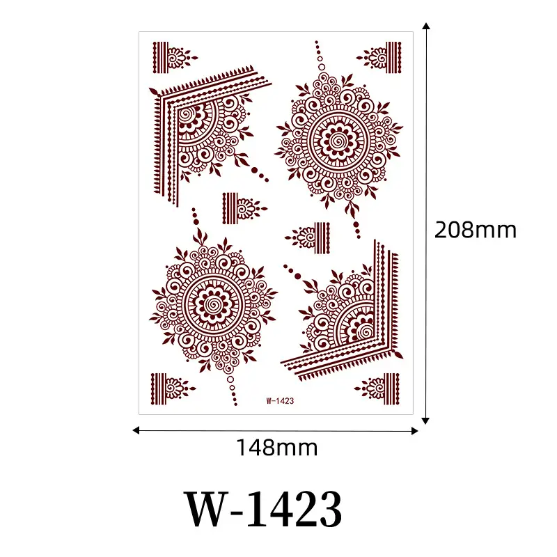 Zhengxiang New Cross-Border Brown Lace Tattoo Stickers Waterproof Floral Indian Henna Art Tattoo Amazon