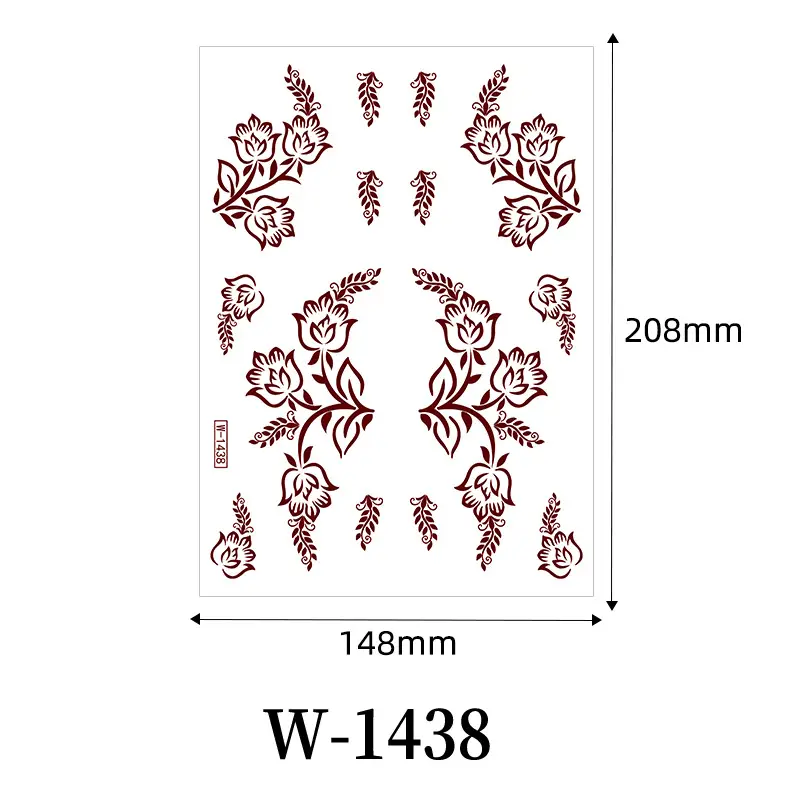 Zhengxiang New Cross-Border Brown Lace Tattoo Stickers Waterproof Floral Indian Henna Art Tattoo Amazon