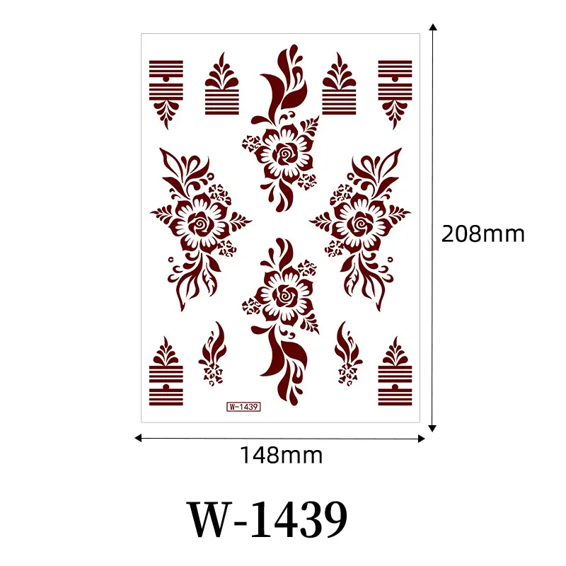 Zhengxiang New Cross-Border Brown Lace Tattoo Stickers Waterproof Floral Indian Henna Art Tattoo Amazon