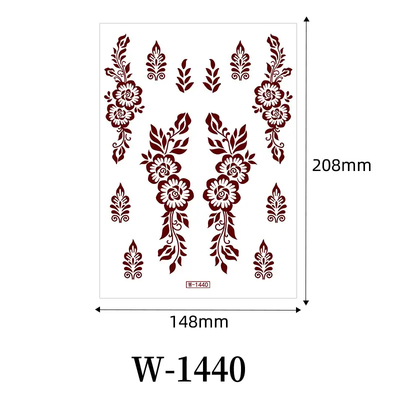Zhengxiang New Cross-Border Brown Lace Tattoo Stickers Waterproof Floral Indian Henna Art Tattoo Amazon