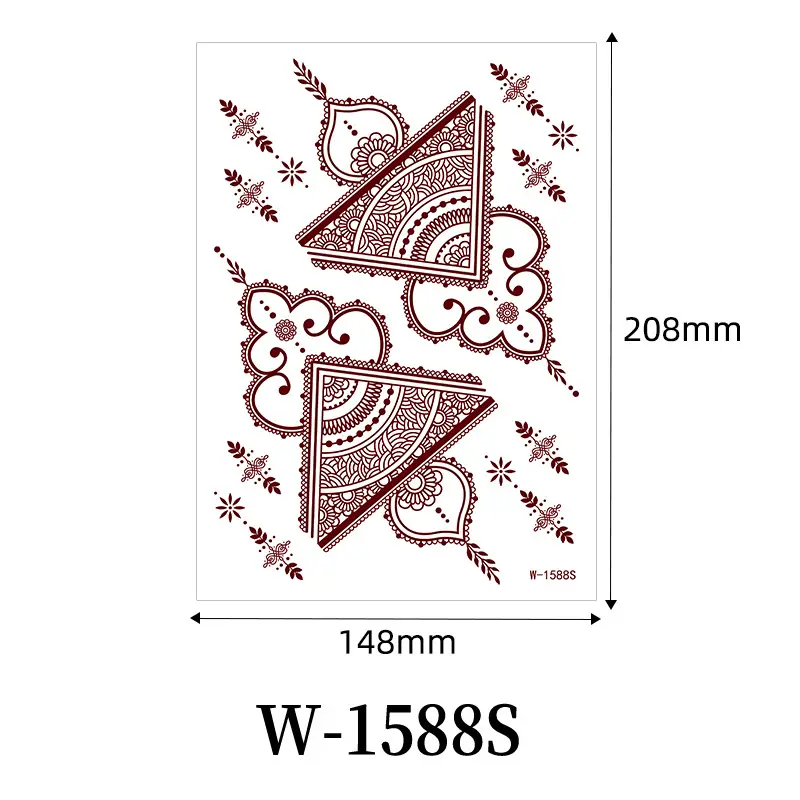 Zhengxiang New Cross-Border Brown Lace Tattoo Stickers Waterproof Floral Indian Henna Art Tattoo Amazon