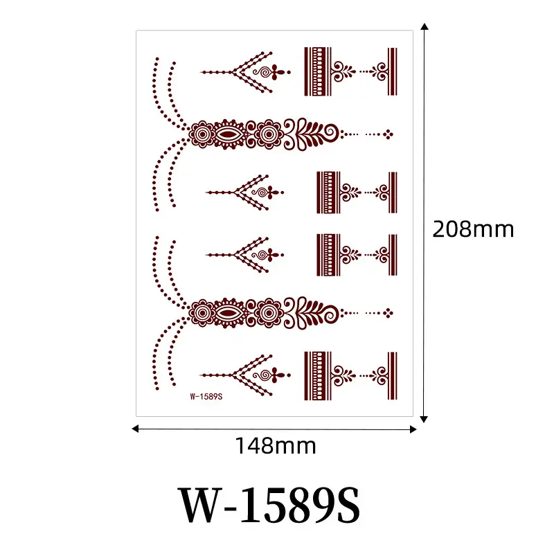 Zhengxiang New Cross-Border Brown Lace Tattoo Stickers Waterproof Floral Indian Henna Art Tattoo Amazon