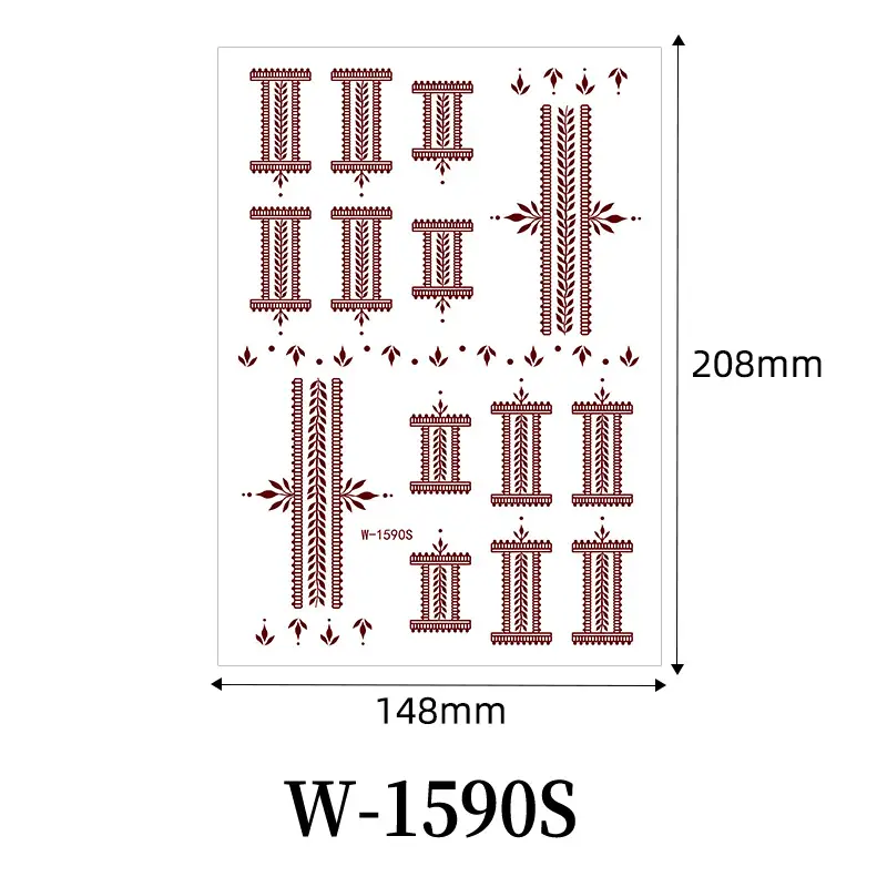 Zhengxiang New Cross-Border Brown Lace Tattoo Stickers Waterproof Floral Indian Henna Art Tattoo Amazon