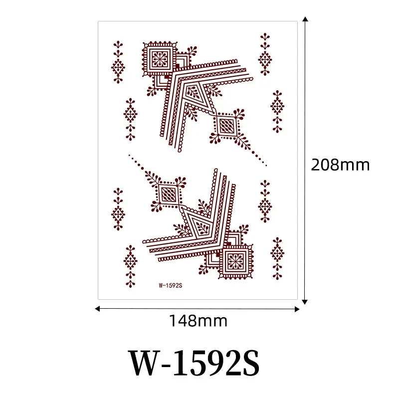 Zhengxiang New Cross-Border Brown Lace Tattoo Stickers Waterproof Floral Indian Henna Art Tattoo Amazon