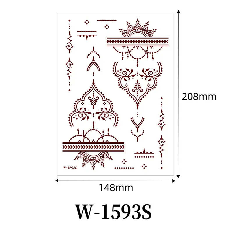 Zhengxiang New Cross-Border Brown Lace Tattoo Stickers Waterproof Floral Indian Henna Art Tattoo Amazon