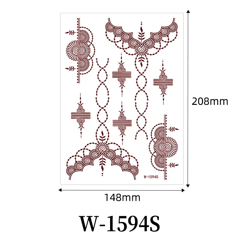 Zhengxiang New Cross-Border Brown Lace Tattoo Stickers Waterproof Floral Indian Henna Art Tattoo Amazon