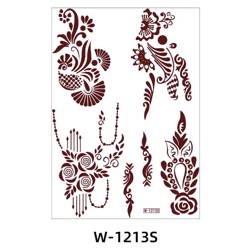 Zhengxiang New Cross-Border Brown Lace Tattoo Stickers Waterproof Floral Indian Henna Art Tattoo Amazon