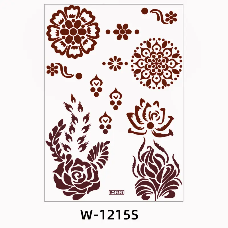 Zhengxiang New Cross-Border Brown Lace Tattoo Stickers Waterproof Floral Indian Henna Art Tattoo Amazon