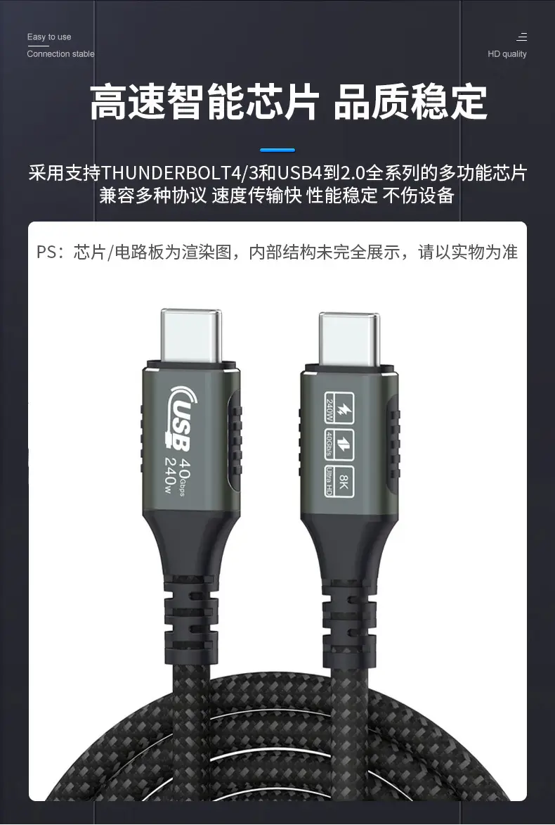 USB4.0 Type C Bidirectional Fast Charging Cable 8K HD — feature 8