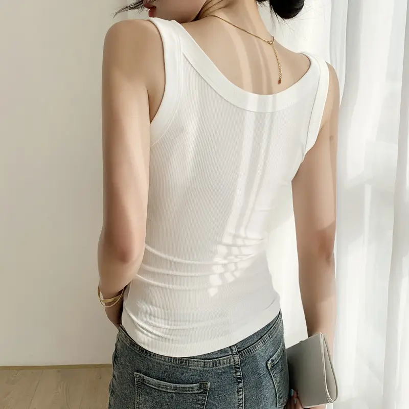 White Knitted Sleeveless Vest for Women Summer - Image 8