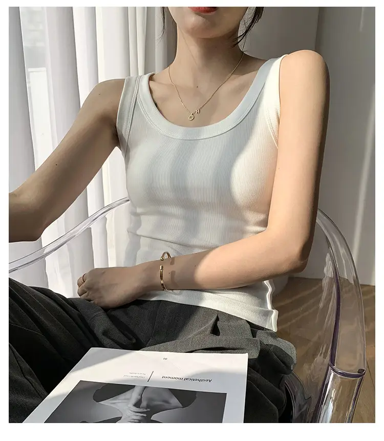White Knitted Sleeveless Vest for Women Summer — feature 16