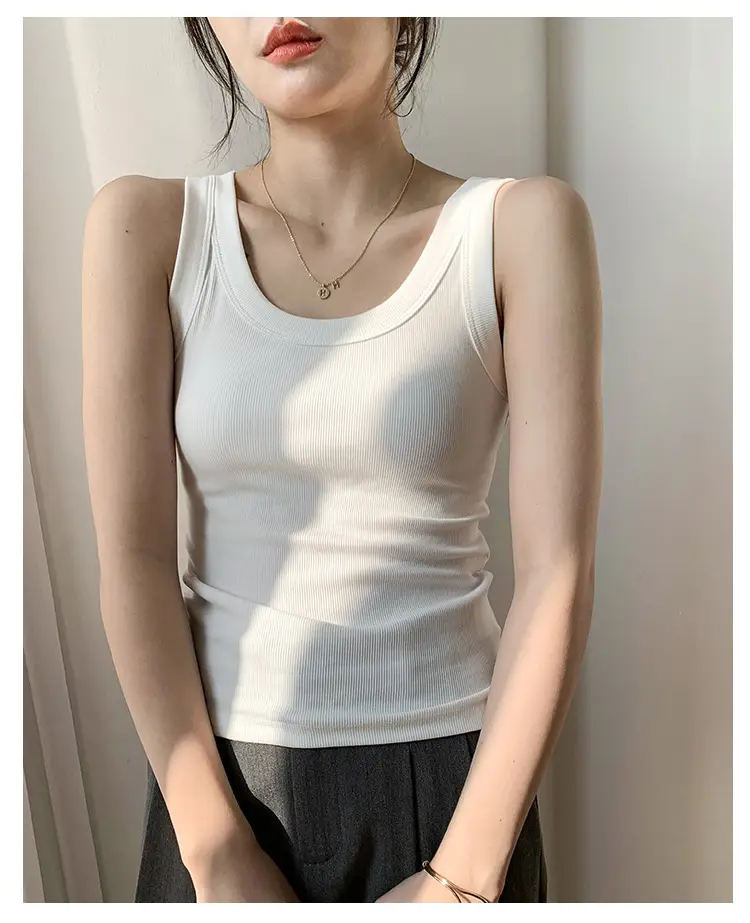 White Knitted Sleeveless Vest for Women Summer — feature 19
